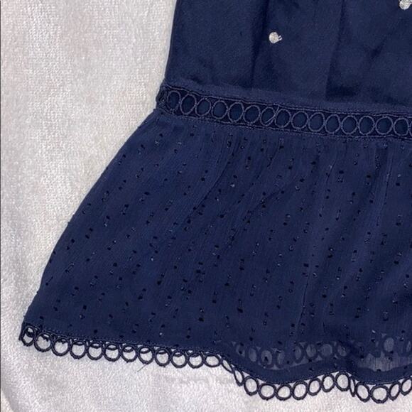 Aqua Navy Blue Embroidered Cold Shoulder Mini Dress | Sz S - Picture 8 of 14